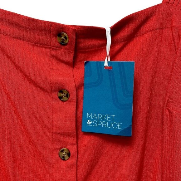 Market & Spuce Plus Size Top 1X  Sleeveless Red Tank Crop Rayon Blend NWT - Picture 5 of 8
